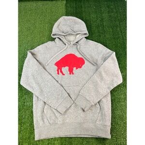 Nike Buffalo Bills Hoodie Mens Small Grey Red Buffalo Graphic‎ Pullover Fleece